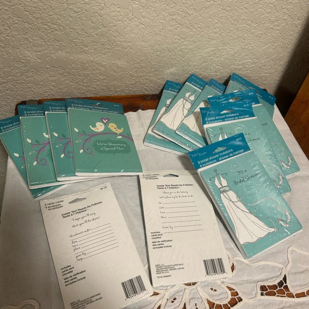 Bridal shower invitation cards, 4 pks for $5, 36 Cards and  Envelopes-mix/match
